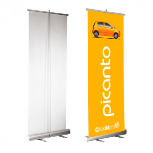 Banner Roll-UP Estrutura em Alumínio Anodizado com Personalização em Lona Fosca 380g 80x200cm | 100x200cm | 150x200cm | 200x200cm Impressão Digital 1440dpi Impressão Fosca  