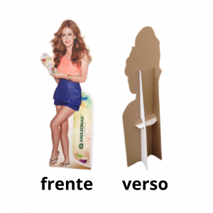 Totem Pessoa - Totem Humano Papelão 3mm - Branco até 90x195 Impressão UV 1440dpi - Alta Resolução Fosco Corte Especial + Pé Americano 